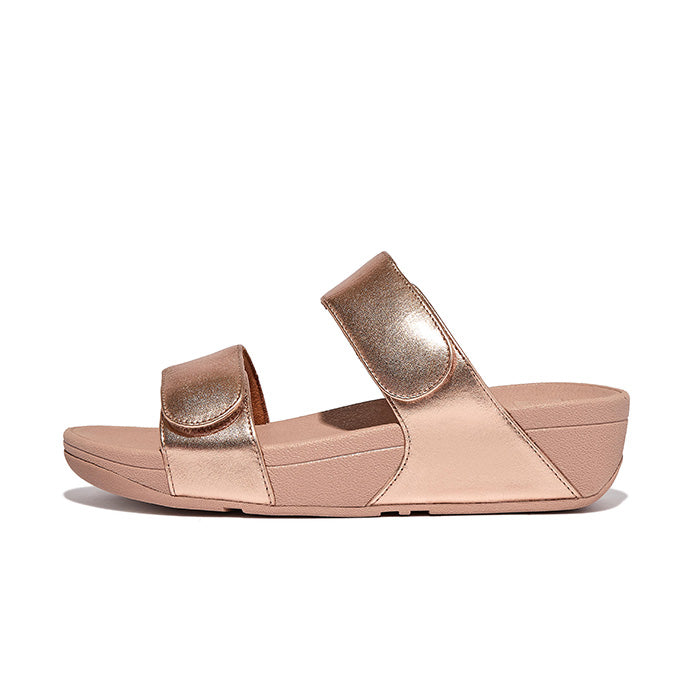 Fitflop Women Lulu Adjustable Leather Slides |FV6-323| Rose Gold