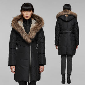 Mackage Women Fitted Winter Down Coat With Fur-Lined And Splittable Hood |Trish| Black