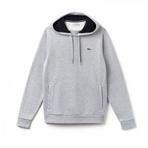 Lacoste Men Sport Hooded Fleece Tennis Sweatshirt |SH2128| Silver Grey Chine MNC