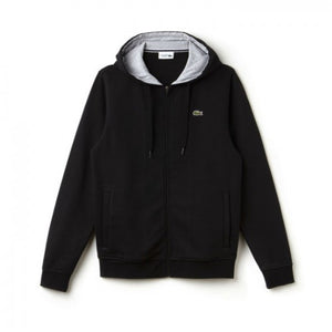 Lacoste Men Sport Hooded Full Zip Fleece Sweatshirt |SH7609| Black SNP