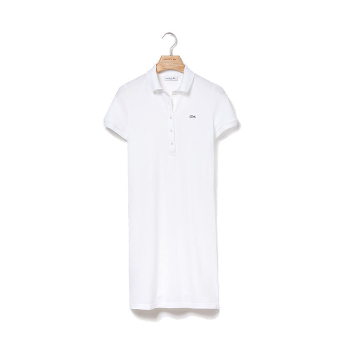 Lacoste Women Stretch Slim Fit Cotton Mini Pique Polo Dress |EF8470| White 001