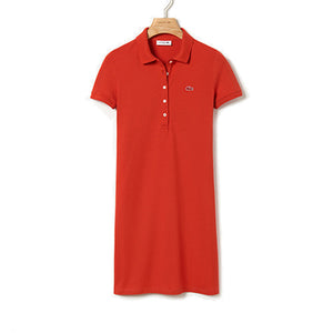 Lacoste Women Stretch Slim Fit Cotton Mini Pique Polo Dress |EF8470| Salvia ADX