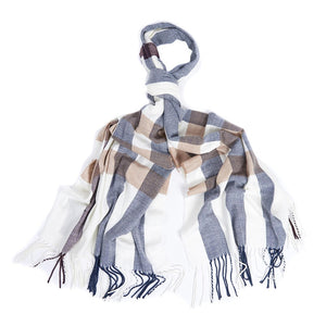 Barbour Women Skye Check Scarf |LSC0260WH31| Off White WH31