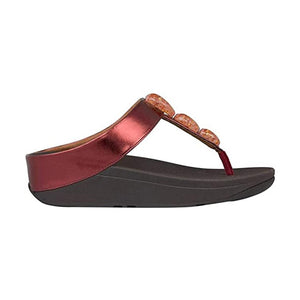 Fitflop Fino Metallic Fleck Stone Toe Thongs |Y12-738| Dark Red